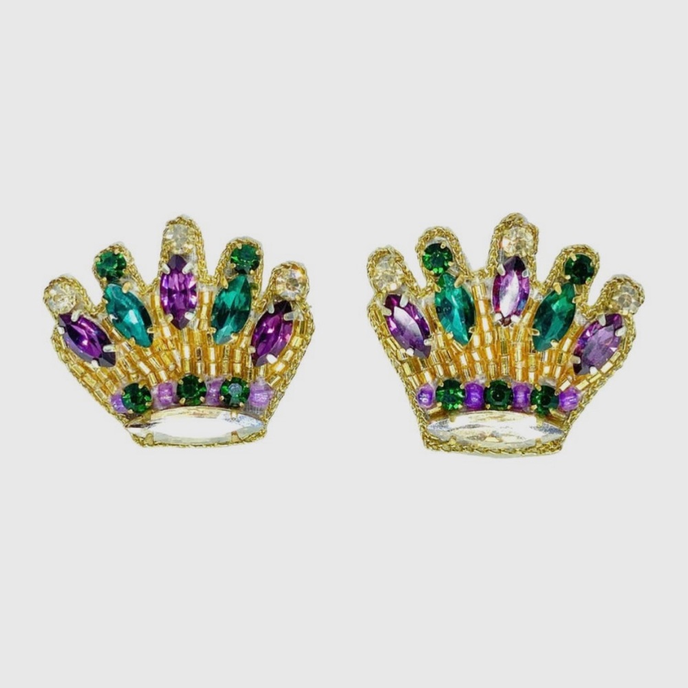 Mardi Gras Crown Earrings